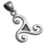 Small Triskele Triple Spiral Silver Pendant, pn133